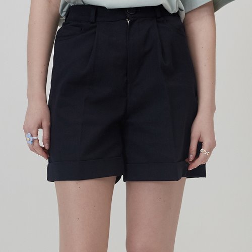 MG0S HIGH WAISTED COTTON SHORTS (NAVY)